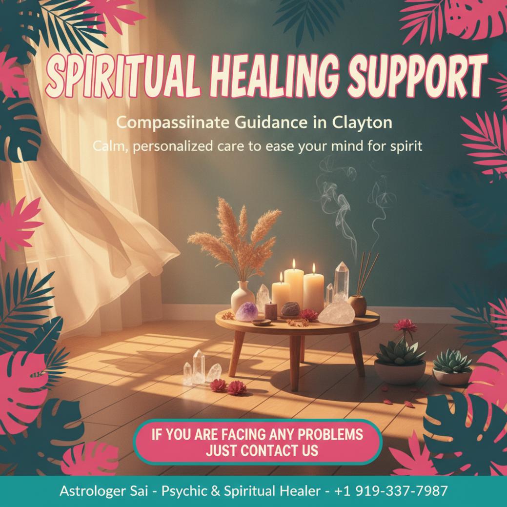 Spiritual healer altar with candles and crystals in Clayton NC