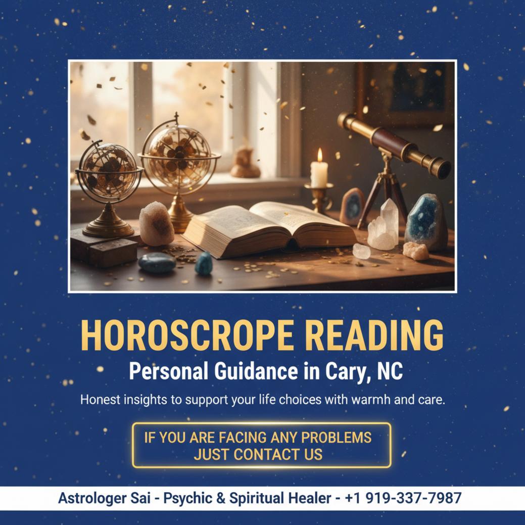 Horoscope reading session setup with astrology tools in Cary, NC