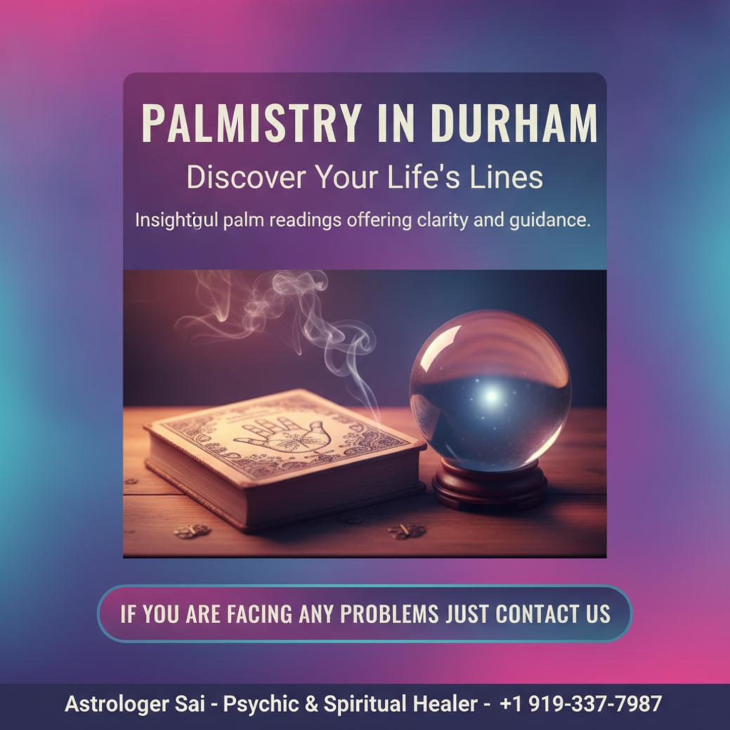 Palmistry hand lines close-up with calm setting in Durham, NC