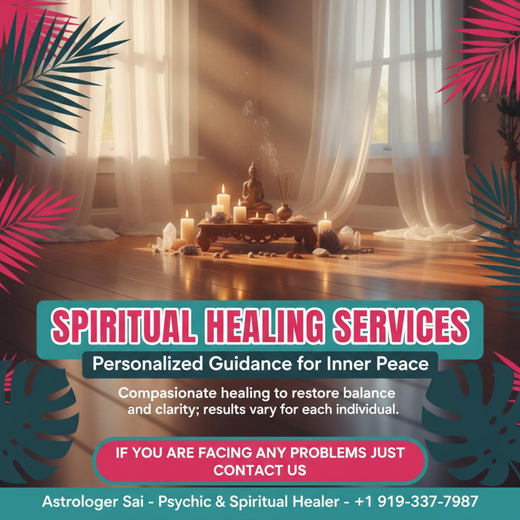 Spiritual healing session setup in peaceful Chapel Hill room with candles and crystals
