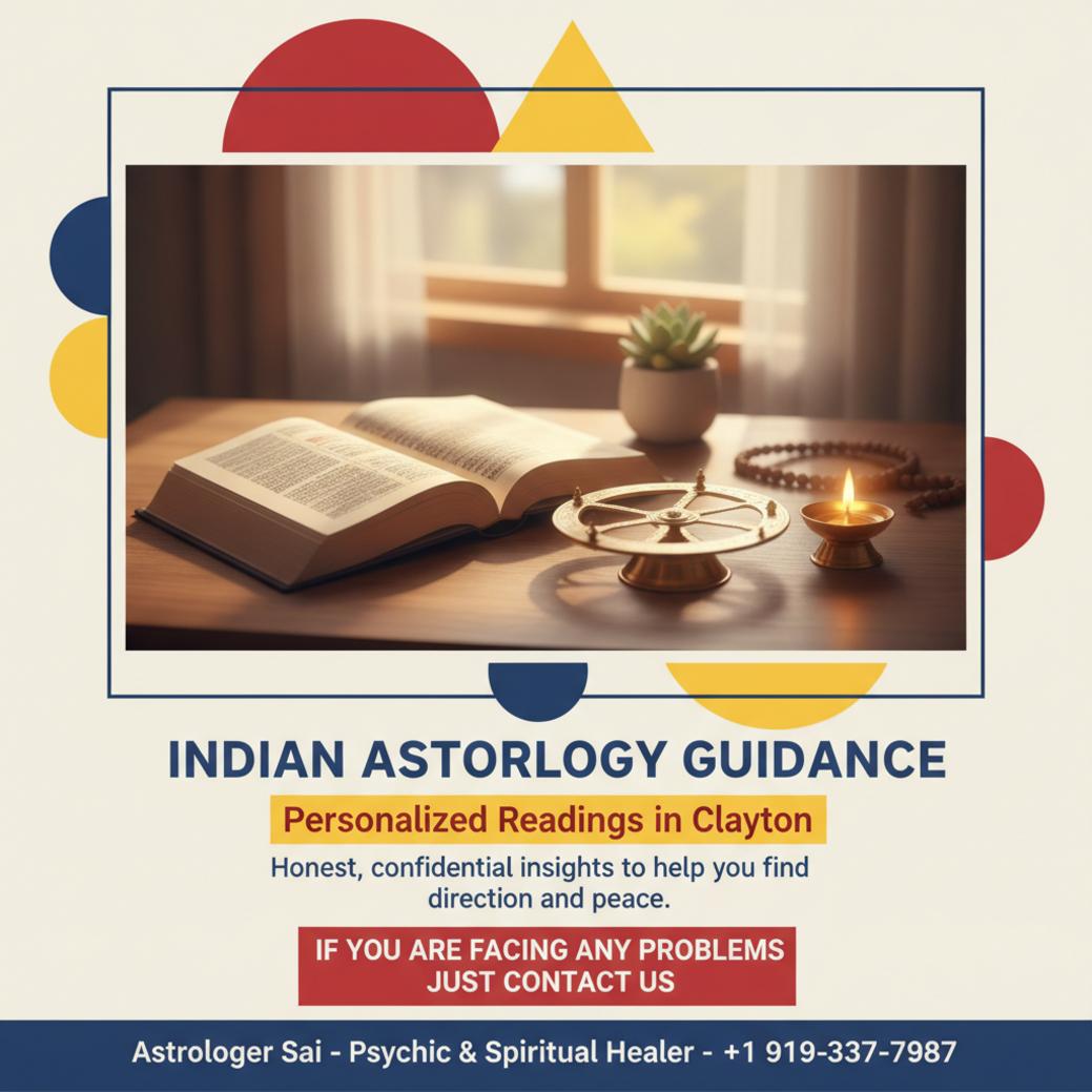 Vedic astrology tools on wooden desk in Clayton NC practice