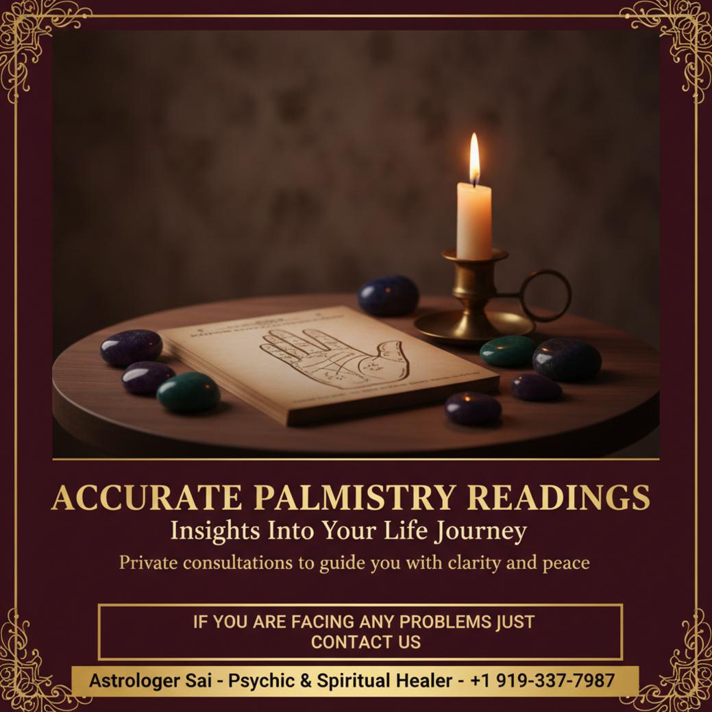 Palmistry hand chart in calm setting with candlelight in Durham