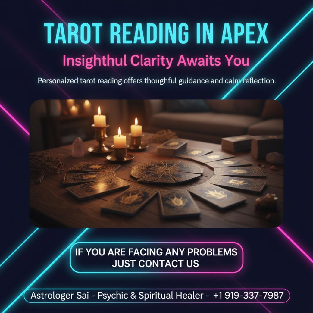 How Tarot Reading in Apex Can Guide Your Next Steps Tarot reading cards laid out in peaceful Apex, NC setting