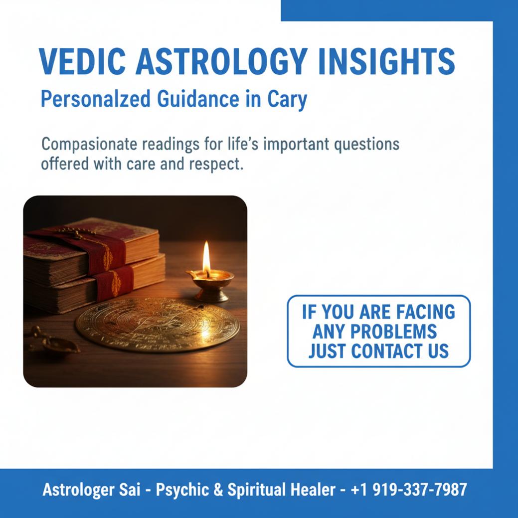 Vedic astrology setup with horoscope chart in Cary, NC studio